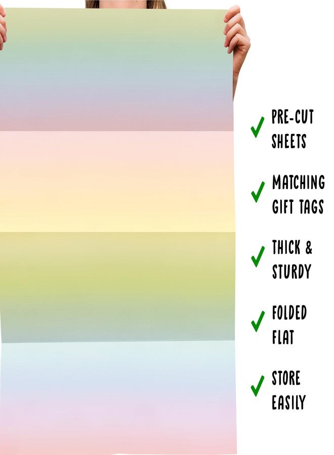 CENTRAL 23 Pastel Wrapping Paper - Ombre - 6 Sheets Gift Wrap For Her - Recyclable - For Birthday Baby Shower Anniversary - Image 5